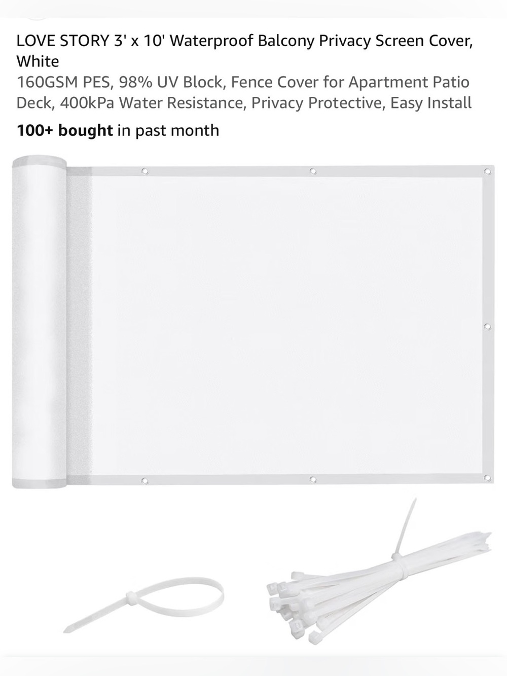Love Story Heavy-Duty White Outdoor Privacy Screen